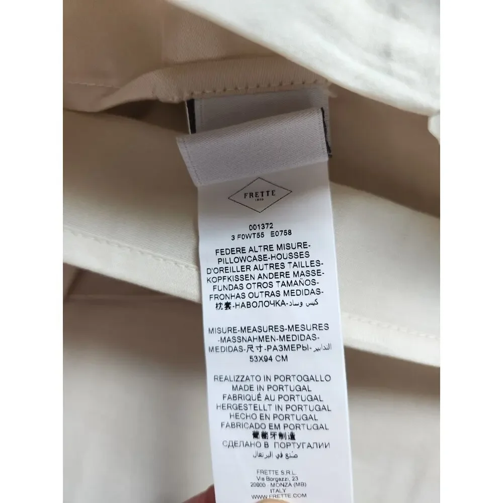 New Frette 2 PC Set Pave Embroidery Cotton King Sham Beige Green #03